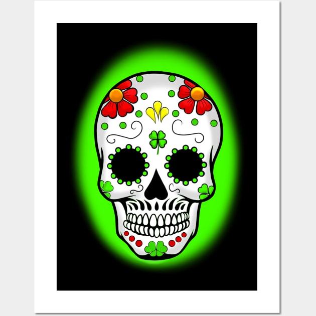 Shamrock sugar skull Wall Art by Art by Eric William.s